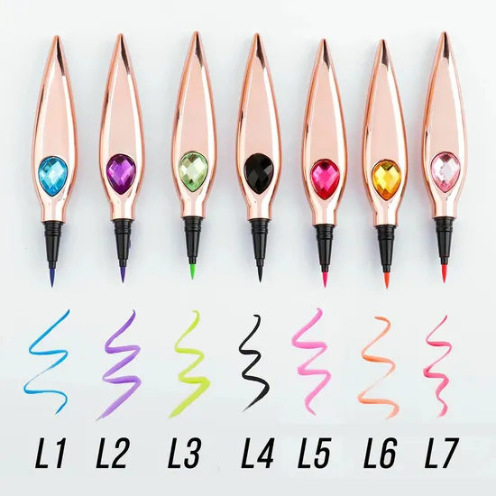 Caneta delineadora profissional preta com logotipo personalizado para maquiagem de olhos, delineadores de marca própria, lápis delineador líquido à prova d'água