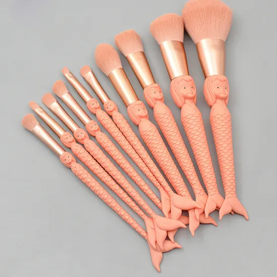 Conjunto de pincéis de maquiagem profissional de marca própria, livre de crueldade animal, vegano, estilo sereia, Brochas De Maquillaje